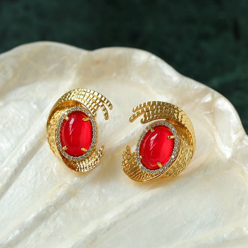 Courtly Geometric Gem Earrings - Zafari Studio Jewelry